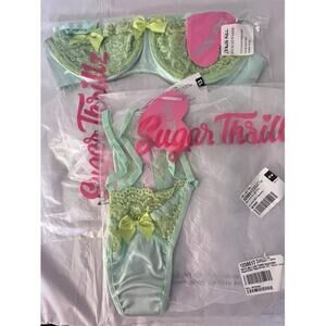 Dolls kill Sugar Thrillz Green Lingerie Set Bra/Panty Size: XXS NEW